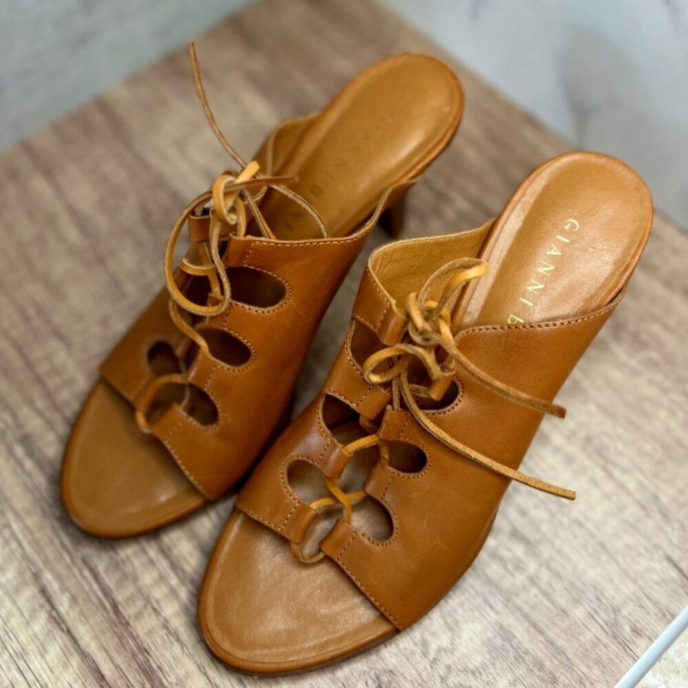 Gianni Bini Brown Lace Up Heel - Picture 2 of 13